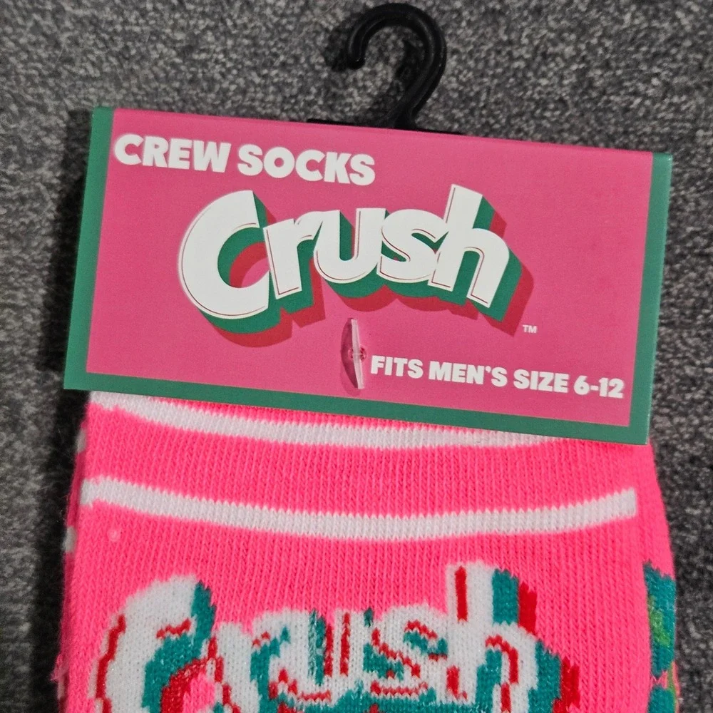 Crush Strawberry Soda Mens Crew Socks Pink Graphic Fruit Novelty